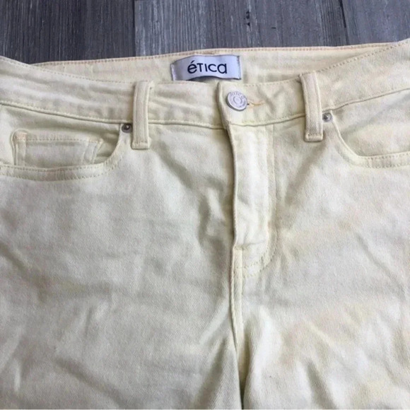 Etica‎ Micki crop flare denim jeans mellow yellow size 26 - Picture 9 of 13